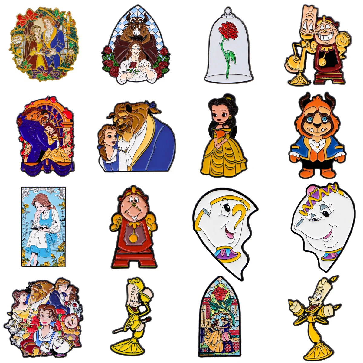 Broche de Esmalte com Tema de Filme e Desenho Animado, em Formato de Lâmpada e Rosa, para Casaco, Broches Femininos, Emblemas de Lapela da Moda, Joia, Presente para Amigos