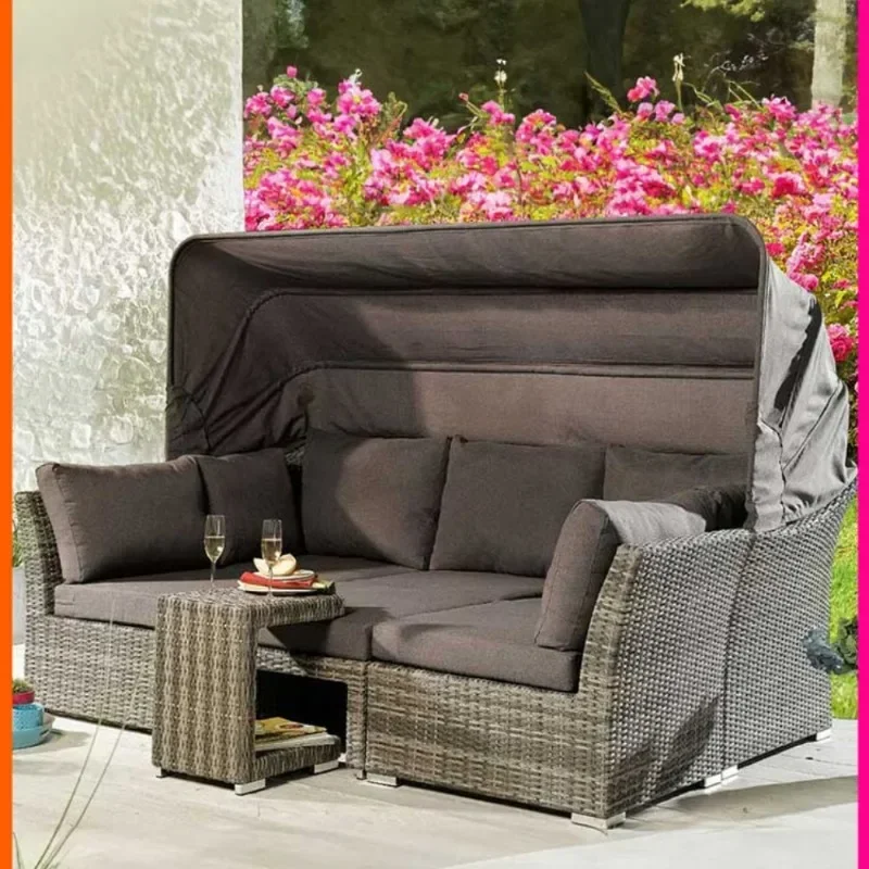 

Outdoor rattan sofa combination canopy outdoor terrace courtyard garden open-air waterproof sun room rattan chair sofa