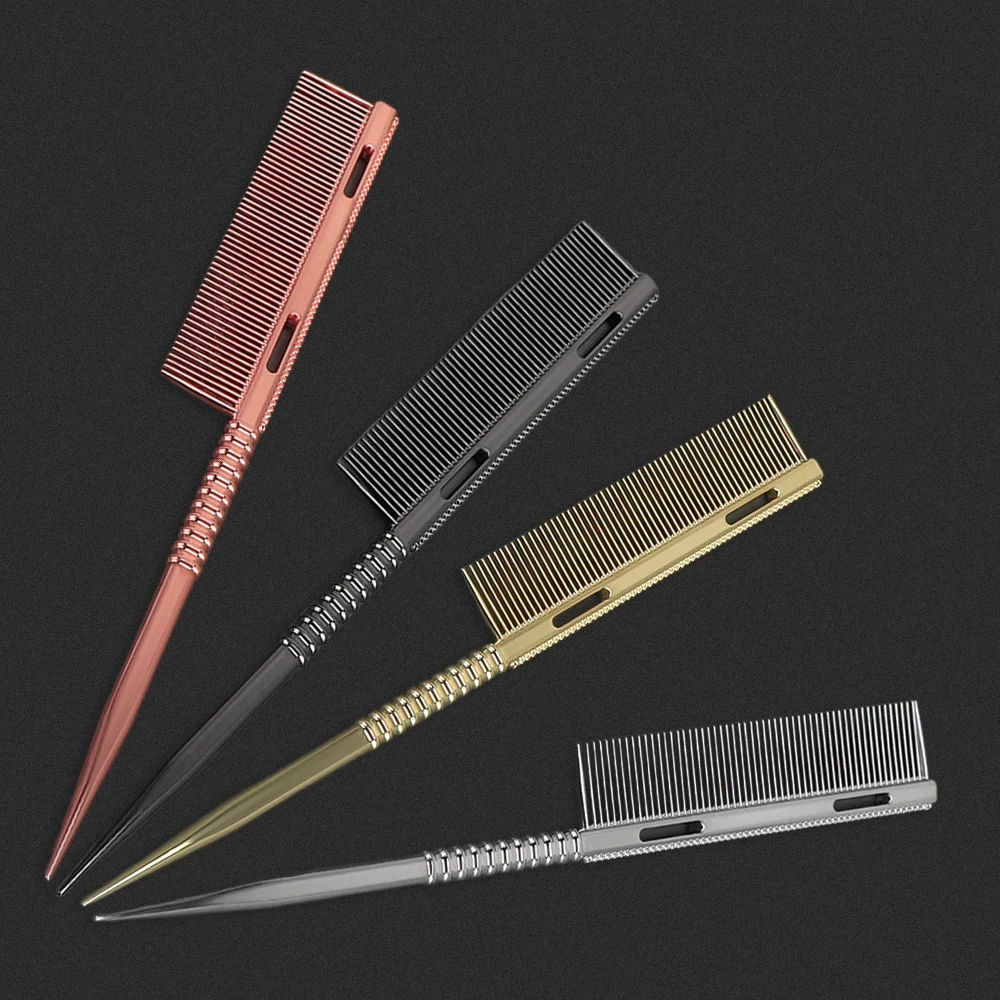 Nuevo diseño de peine de estilo de aluminio con cola de rata, peluquero profesional resistente al calor, peines para el cabello para hombres, herramientas de peluquería para mujeres