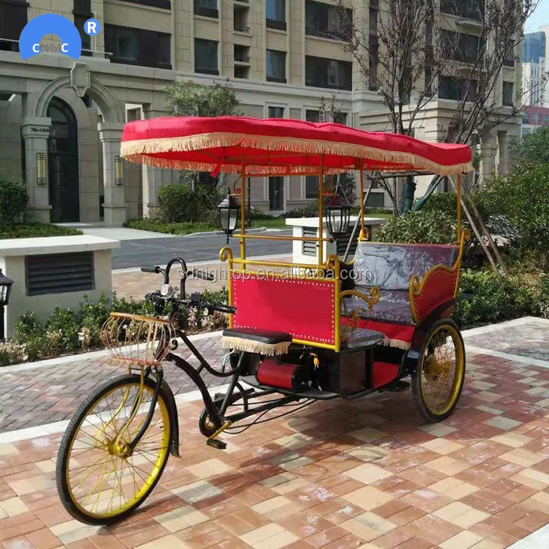 Handwork Three Wheel Tricycle Electric Pedicab Rickshaws for wedding touring