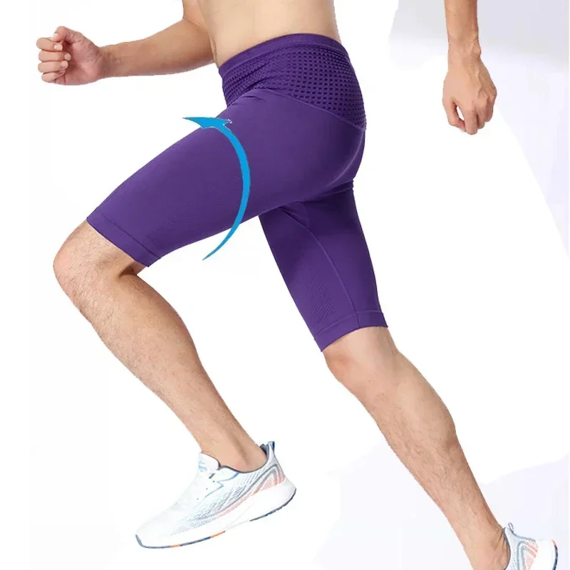 Wrap-Around Mesh Waist Bag Marathon Running Shorts Men Women Quick Dry High Elastic Gym Fitness Training Compression Shorts