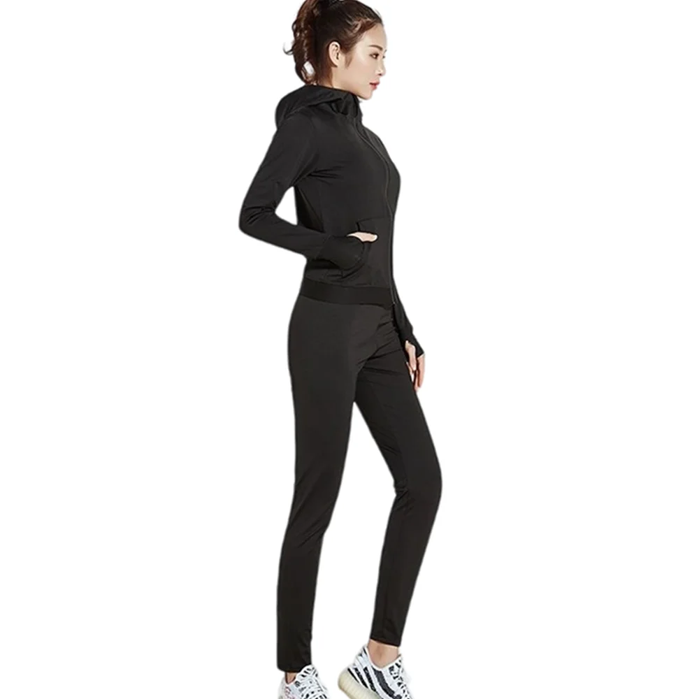 2pcs Women Sweat Sauna Suit Set Full Zip Fitness Sauna Jacket and Leggings for Comfort and Performance Heat Up Your Workouts a