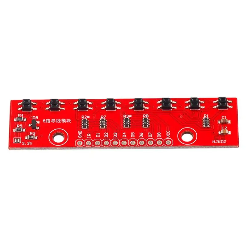 8 Channel Finding Module 3.3V-5V Barrier Track Sensor Hunt Board 8-Bit Detection Board PCB Material With 8 Sensors For Sensing