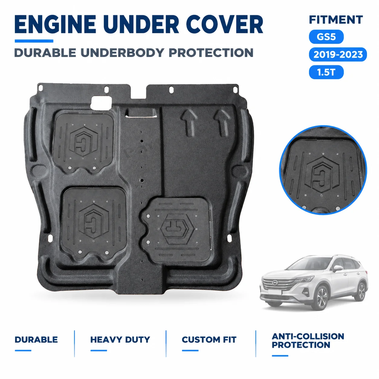 Rugged Engine Skid Plate Engine Guard For GAC Trumpchi GS5 2019-2023 1.5T Frozen Road Protection Durable Under Engine Shield