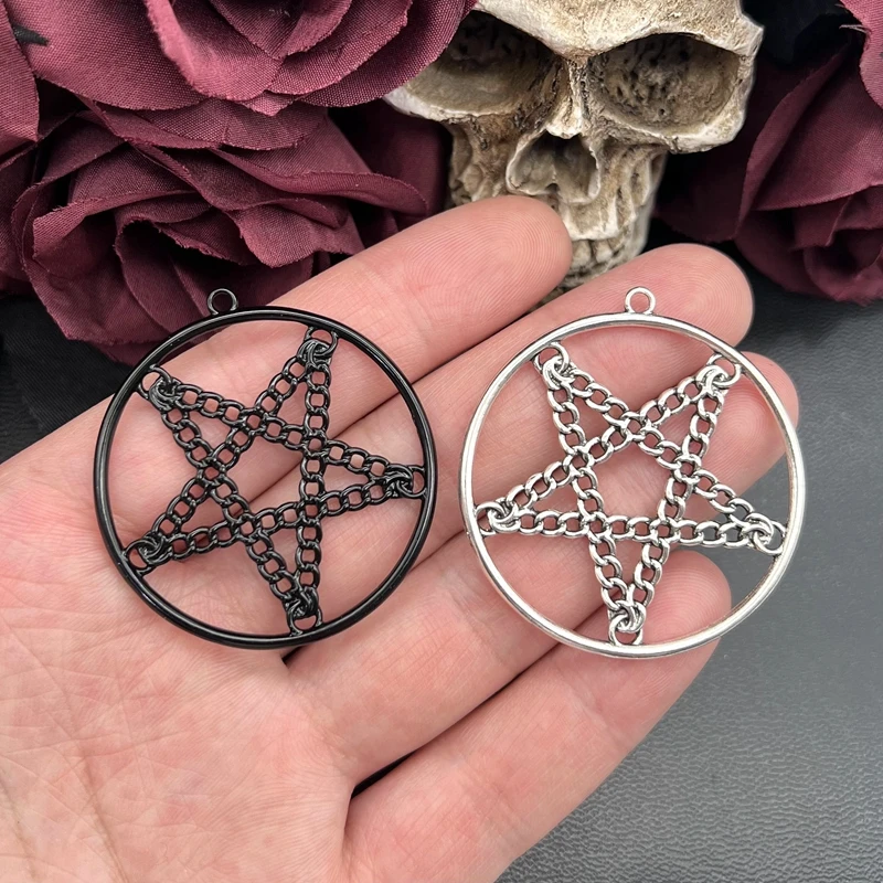 4 sztuk 48*45mm stop cynkowy okrągły Pentagram Charms wisiorki projektant Charms Fit tworzenia biżuterii DIY komponenty do biżuterii