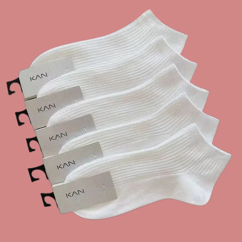 5/10 Pairs Invisible Sport Sweat-absorbing Girls Low Cut White Black Tube Boat Socks High Quality 100% Cotton Men Women Socks