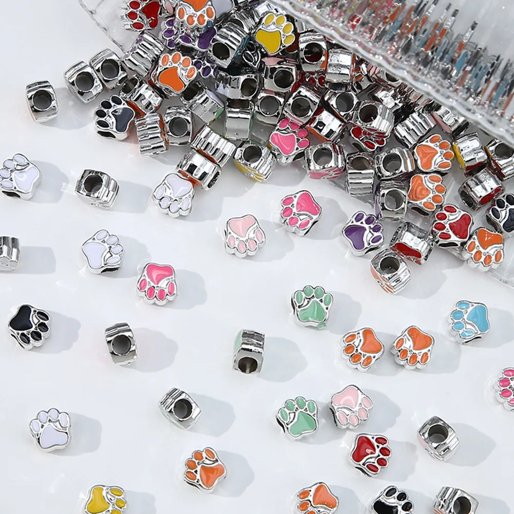 10 stuks 11x7mm Geperforeerde Hond Beer Kat Poot Acryl Druppel Olie Groot Gat Geïsoleerde Kralen Voor voor Sieraden Maken Diy Accessoires - afbeelding 2