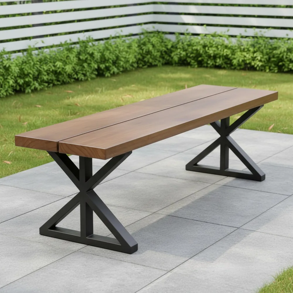 16 Inch Triangle Metal Bench Legs with Backrest Bracket Set of 2 - DIY Project for Outdoor & Indoor Use