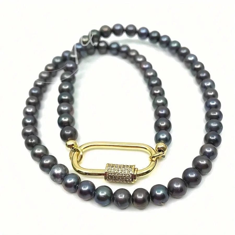 

MYSOYA Black Freshwater Pearl Necklace 6-7mm Black Pearls Gift Box Gift for Her/Him Wedding Christmas Birthday Anniversary Gift