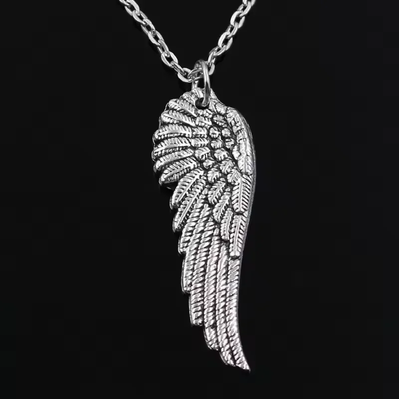 

New Fashion Angel Wings Pendants Round Cross Chain Short Long Mens Womens Silver Color Necklace Jewelry Gift