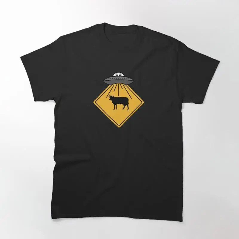 UFO Alien Cow Abduction Road Sign Classic T-Shirt
