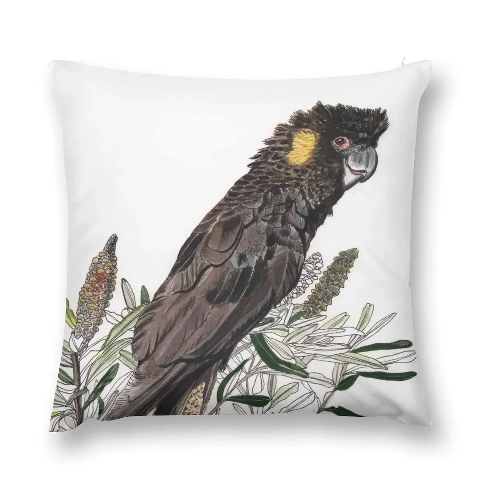 Cockatoo Yellow Tailed Black Australian Bird Banksia Throw Pillow New year Christmas Pillow Covers pillow