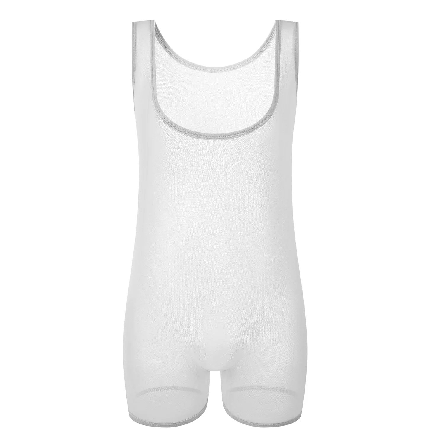 Men Shapewear Underwear Bodysuit Sheer Fabric Sleepwear Nightdress Pajamas Transparent Ultra-thin Mesh Good Breathability Gays