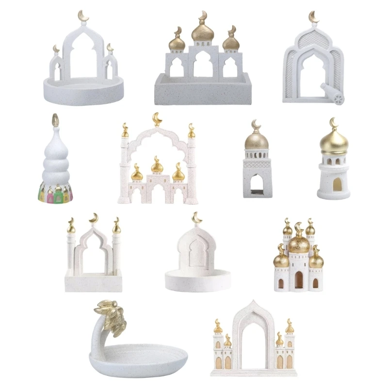 Gold und Weiß Moscheenturm Eid Mubarak Dekore Ramadans Eid Dekore Aufbewahrungsbox 3XUF – Detail 7