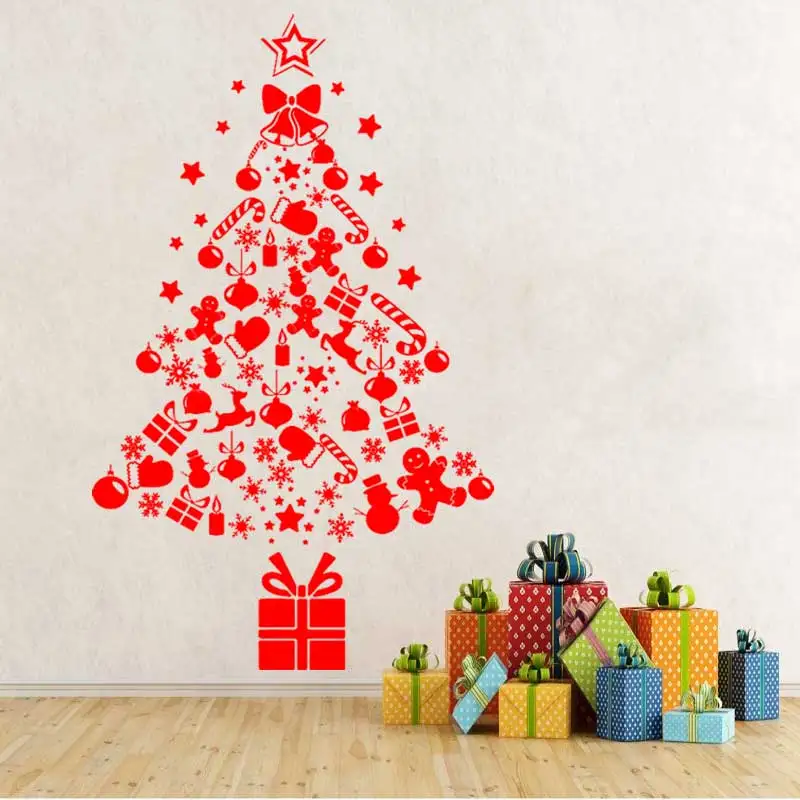 Christmas Decoration Bedroom Room Decoration Indoor Vinyl Wall Sticker Holiday New Year Christmas Gift Cuttable Split Decal SD01