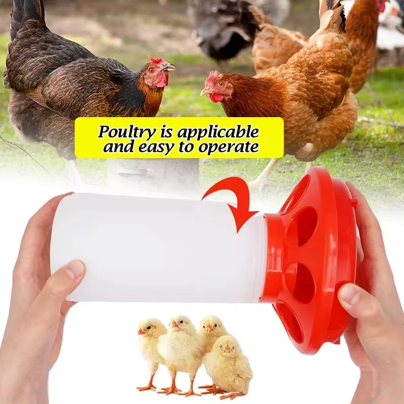 Poultry New Thickened Feeder and Drinker Water Food Dispenser Automatic Chicken Birds Chick Waterer Feeding Bucket Container 1L