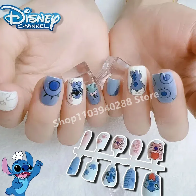 Disney Stitch False Nail Patch DIY 3D Manicure Kawaii Cartoon Lilo & Stitch Sticker Fashion Accessories for Girls Gifts