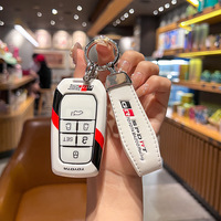 Leather Car Key Cover Case Protection Shell Keychain For Toyota Vellfire Alphard 30 Series Previa Tarago 5 6 Accessory