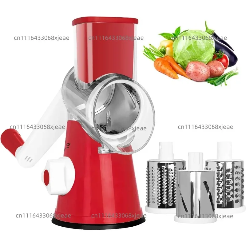 3in1 Vegetable Slicer Multifunctional Rotary Handheld Grater with 3 Sharp Rollers Vegetable Slicer Cheese Shredder Kitchen Tools