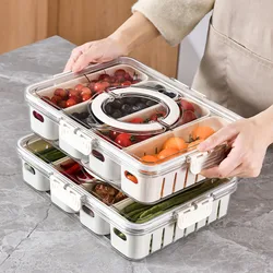 Refrigerator Storage Box With Lid And Handle Food Preservation Box  Frozen Divided Serving Tray Kitchen Fruit Fish Containers