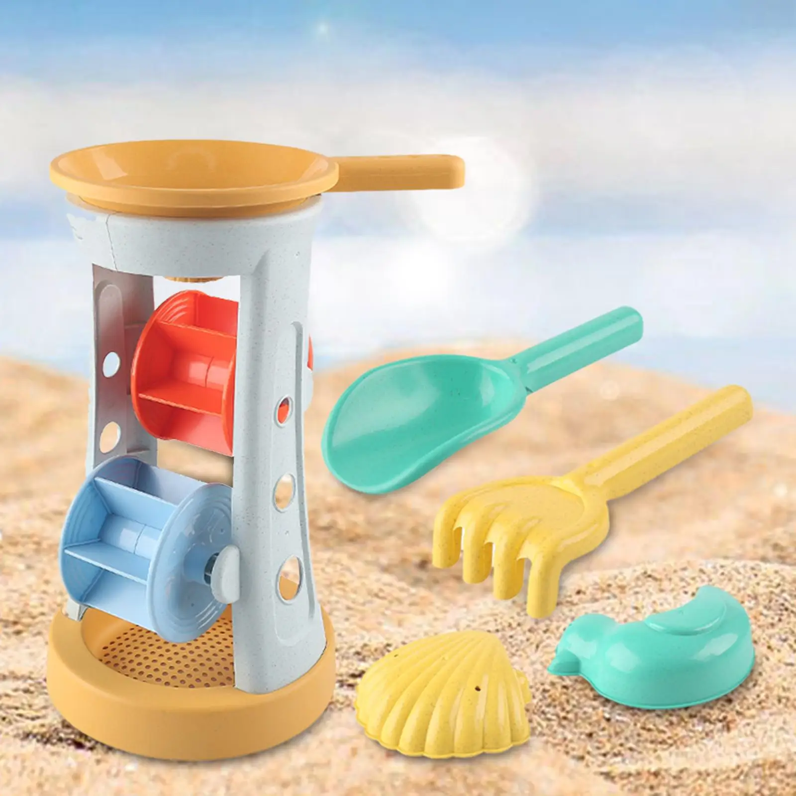 

5 Pieces Beach Sand Toy Beach Sand Sifter Toy for Outdoor Party Hiking