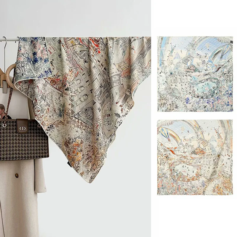 2025 Autumn and Winter New Double-Sided Different Color Wool Large Kerchief Soft All-Match Women's Scarf
