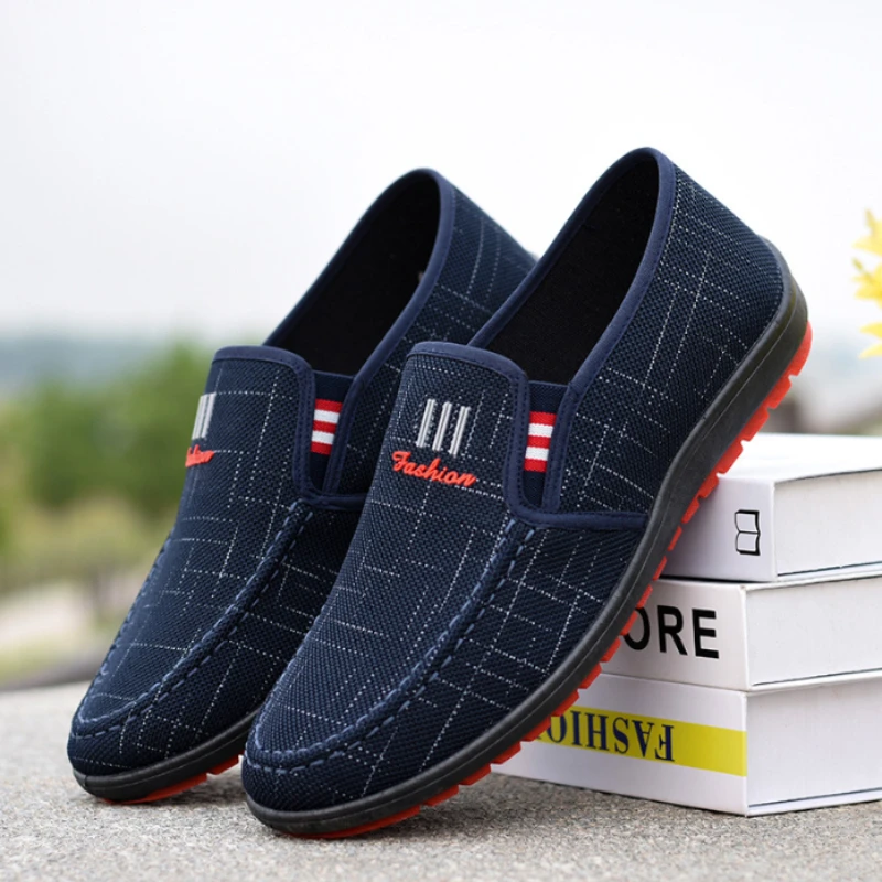 XIHAHA Summer Canvas Mens Shoes Slip-on Breathable Man Casual Shoes Lightweight Flat Shoe Men Sneakers Loafers Zapatos De Hombre