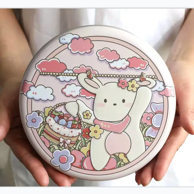 Cartoon Bear Large Round Tea Sugar Coffee Cookies Storage Tin Box Desktop Sundries Organizer Container Gift Packing Iron Box