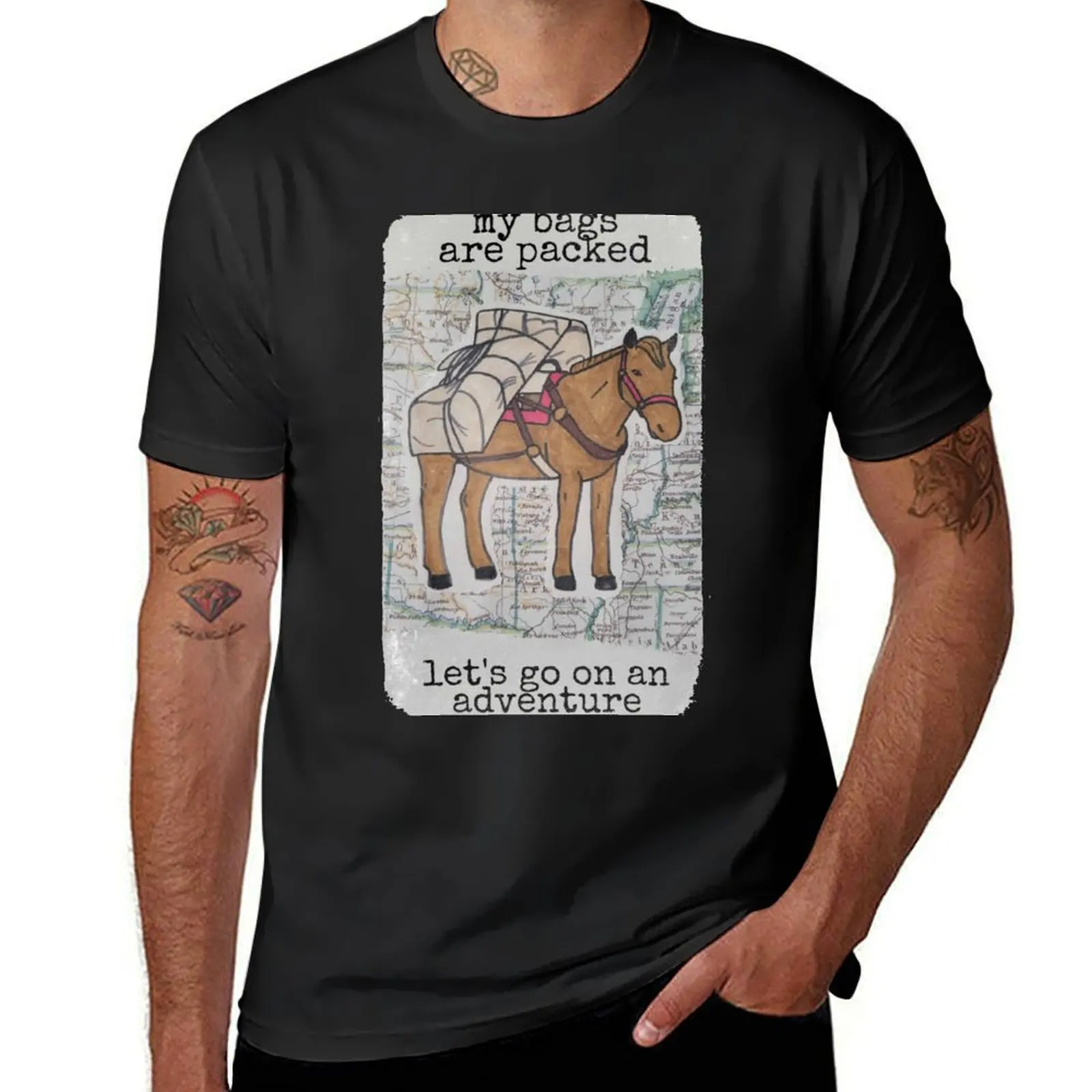 pack horse adventure T-Shirt tees anime summer top Men's clothing