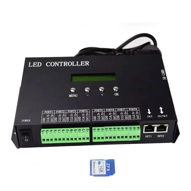 

SD Card FAT 8outports DMX512 Chips Address Support jinxi System Console H807SA Artnet Protocol LED Slave Controller Hot sales