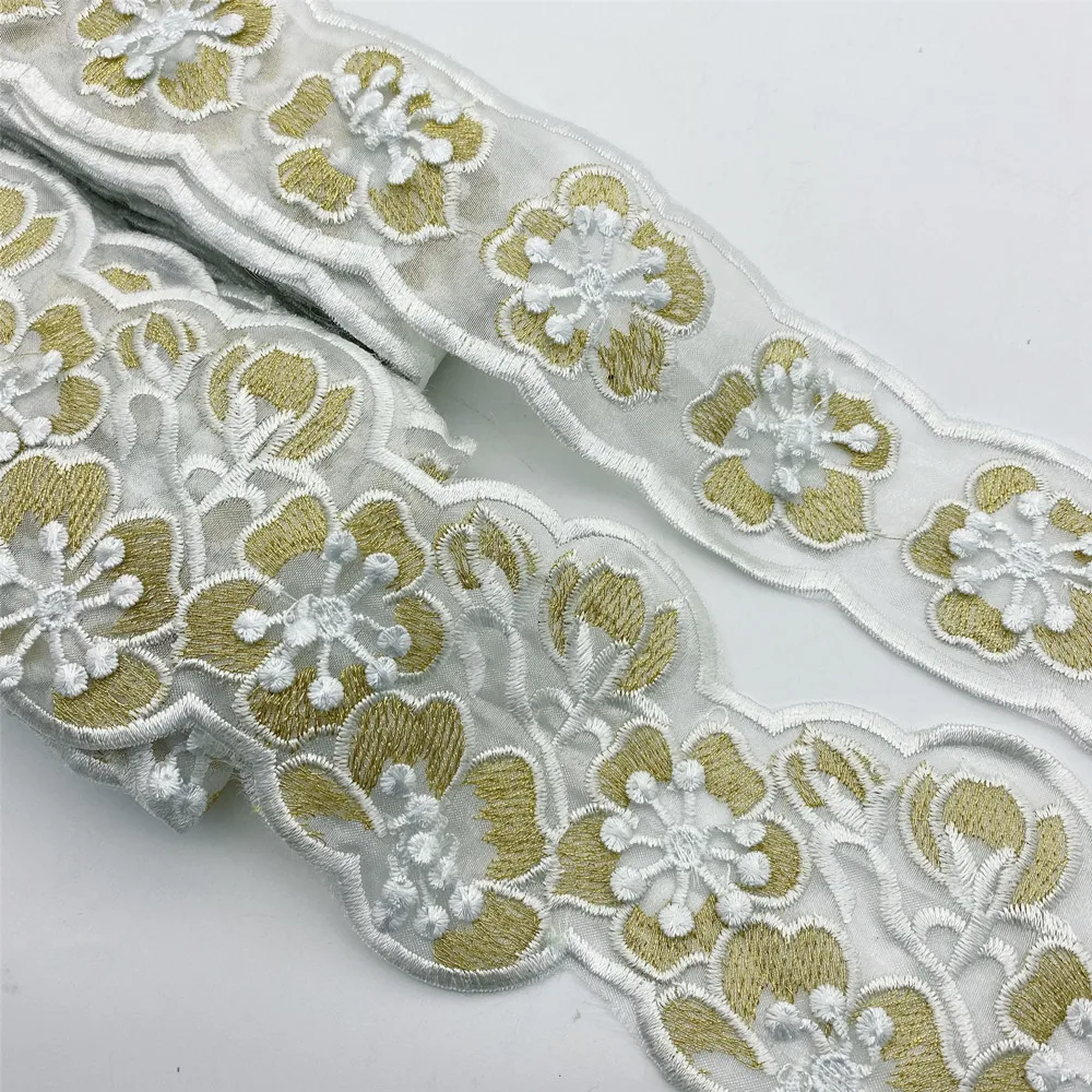 5yards Each Floral Tulle Lace Trim Ribbon Fabric Flower Embroidery Wedding Sewing for Set Papa Mama Kids Baby