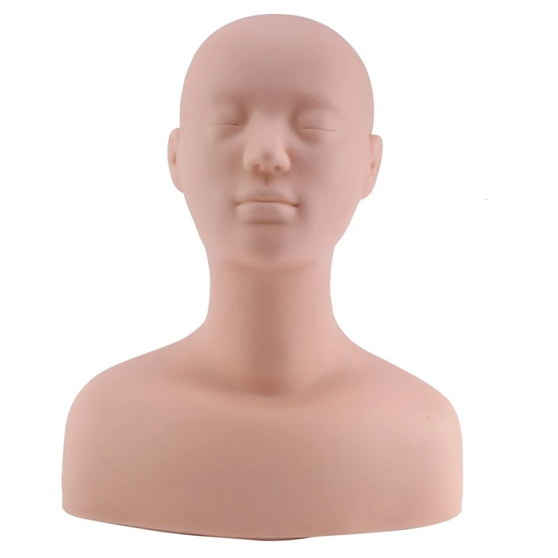 2X Professional Head Shoulder Exercise Bone Silicone Manikin For Makeup Extension Eyelash & Massage Exercise