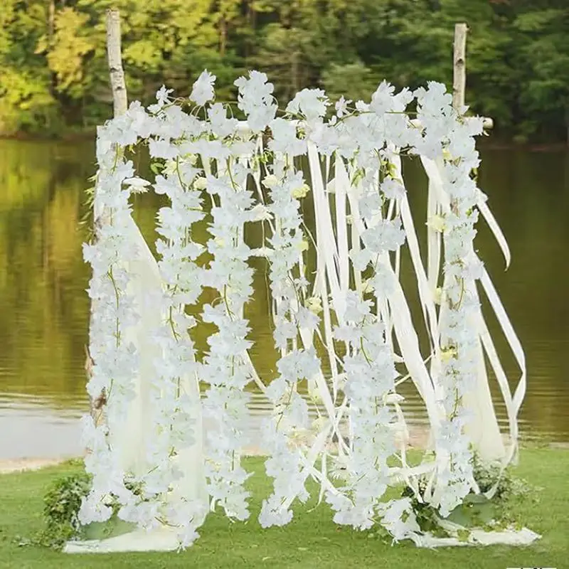 180CM Artificial Sakura Flowers Vine Wedding Garden Yard Arch Home Room Decora Valentine's Day Bridal Fake Silk Scrapbook Plants - view 3