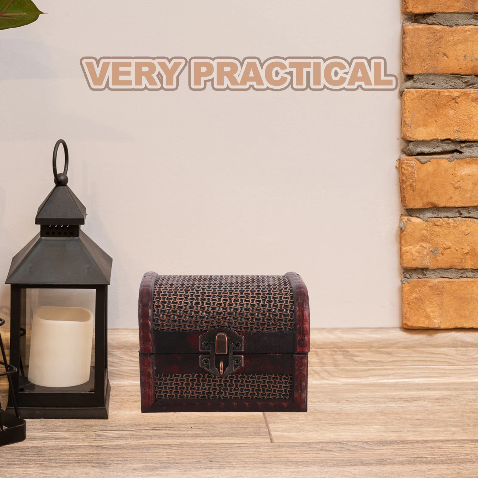 صندوق تخزين تذكار خشبي عتيق، حامل حلية، منظم مجوهرات صغير قابل للقفل، صندوق كنز مزخرف للمنزل #3