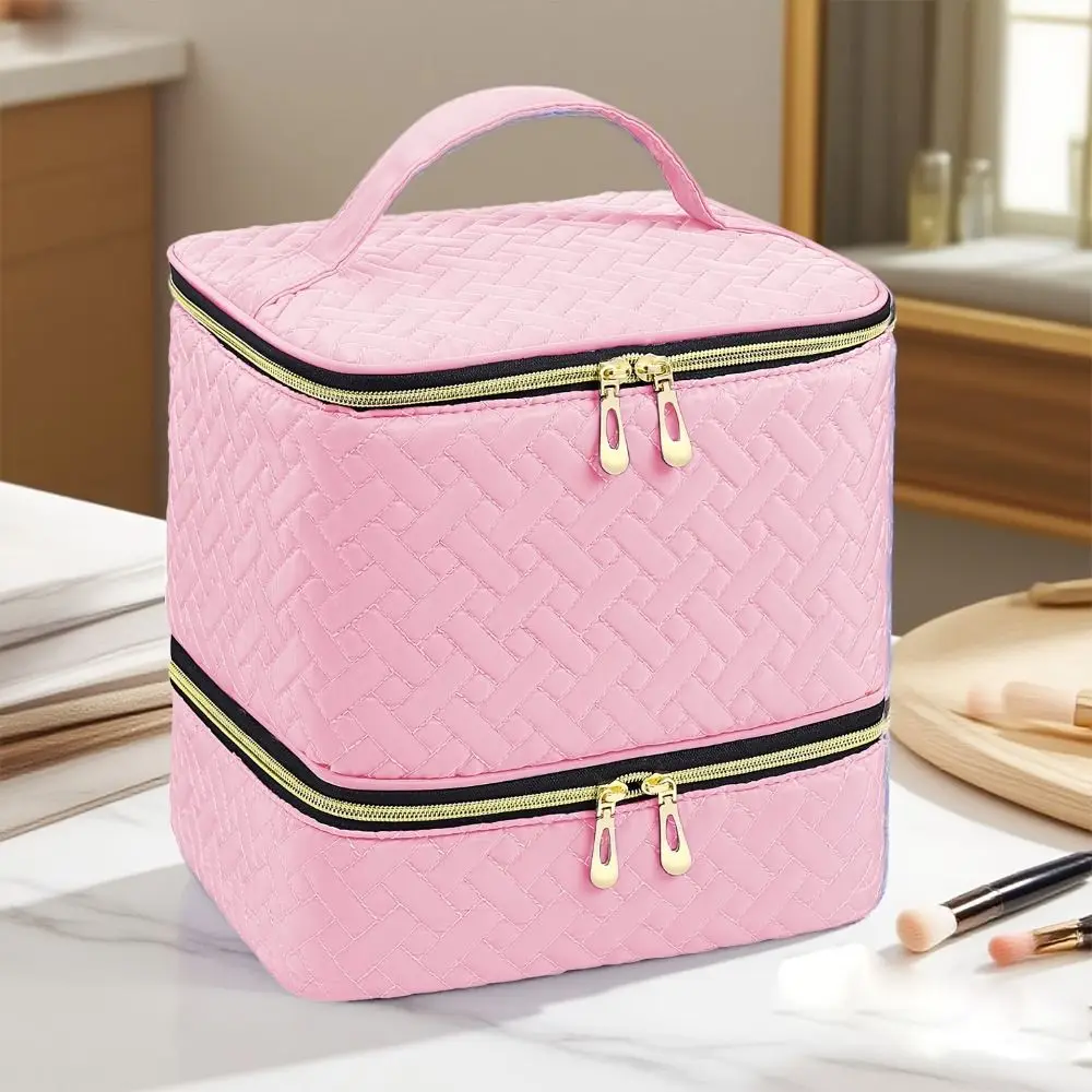 Double Layer Nail Polish Organizer Bag 30 Compartment Handheld Essential Oil Storage Bag Large Capacity Nail Care Kit Bag