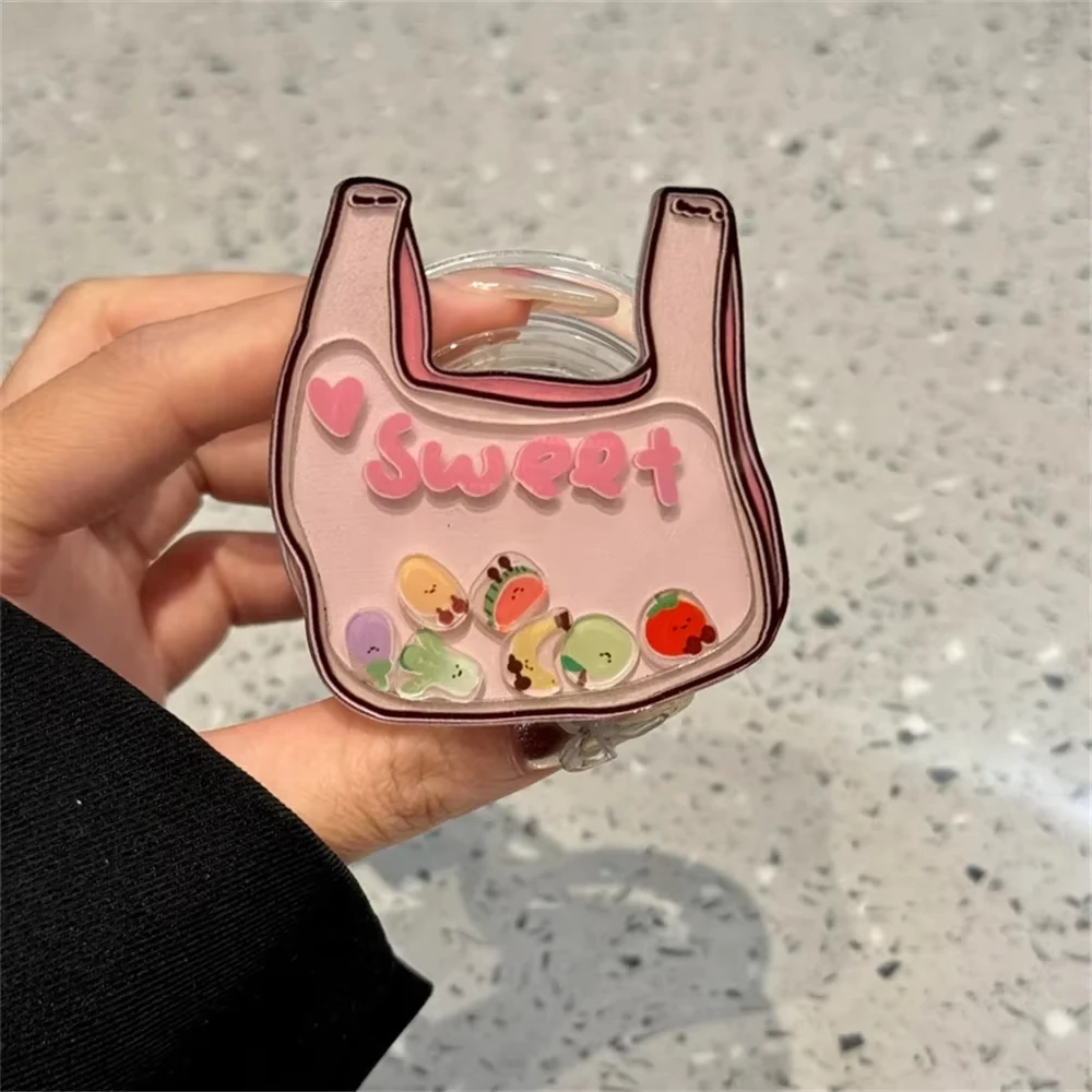 Korean Cute Pink Bag Fruit Shake Rock for Magsafe Griptok Phone Holder Ring Finger  Stand Support for IPhone Samsung Girl Bracke
