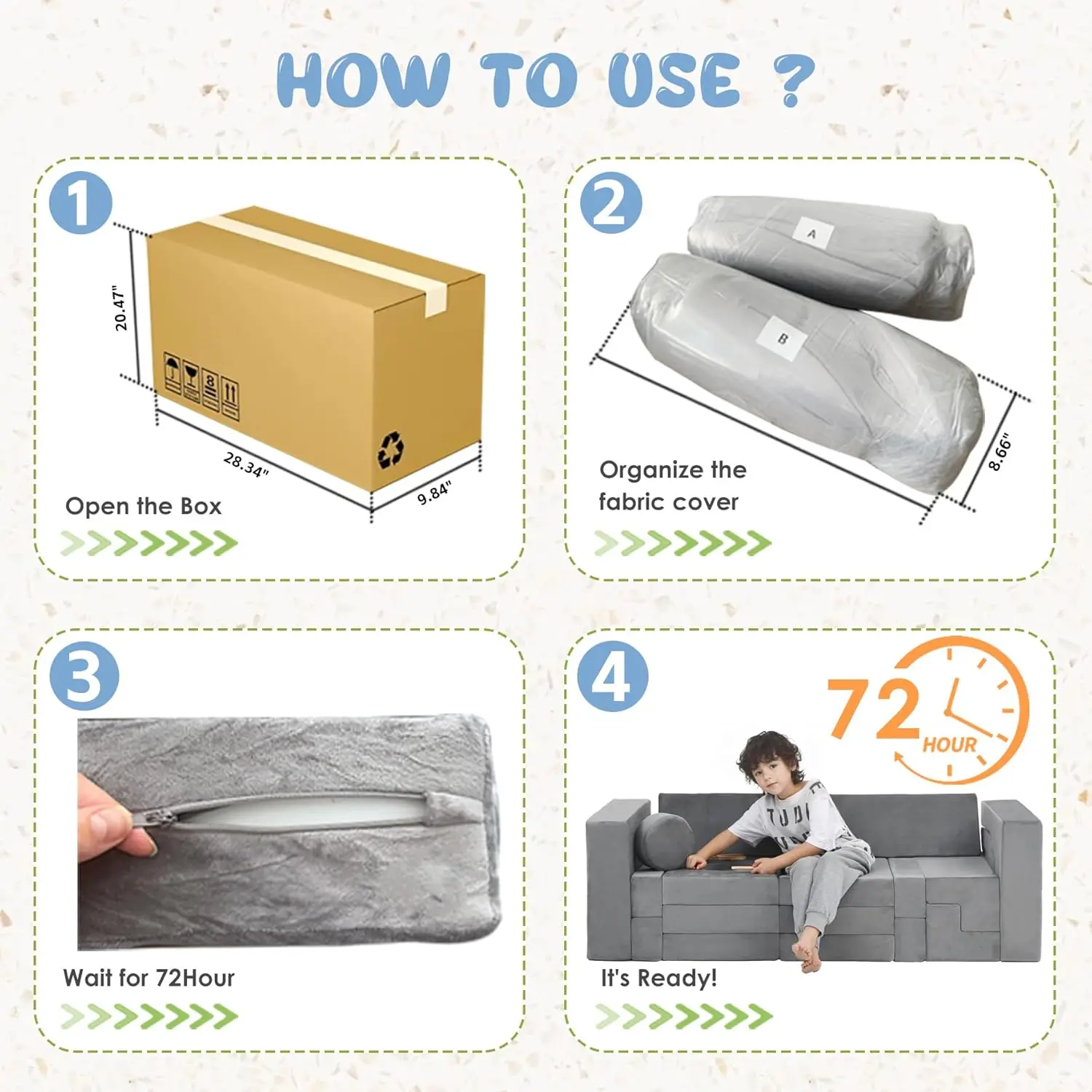 Sofa bermain, Sofa lantai, 1000 + furnitur ruang bermain kreatif DIY untuk, bantal konversi dan lantai untuk anak laki-laki dan perempuan, grey3