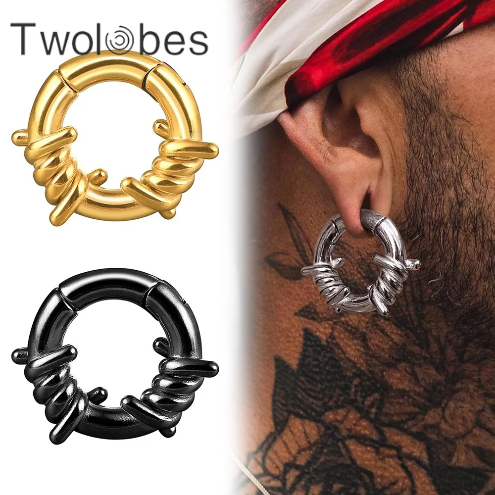 Twolobes 2PCS 316 Stainless Steel Round Ear Weights Hangers For Stretched Lobe Piercing Women Body Jewelry Gauges Tunnels