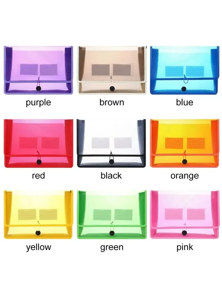 1pcs Transparent Lightweight File Bag Portable Waterproof Folder Document Holder Large Capacity Button Storage School Test Paper