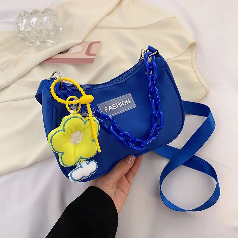 

Summer-Style Chic Versatile Small Shoulder Bag Wide Strap Canvas Bag Fashion Crossbody Bag Little Flower Kawaii Tote Handbag