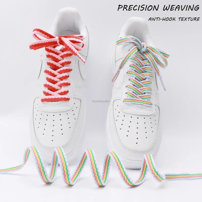 Fashion Colorblock Shoe laces Flat Sneakers Shoelaces Rainbow Laces for Shoes Quality Fabric Shoelace AJ/AF1 Shoestrings