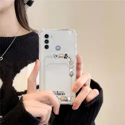 G 60 Different Cats Transparent Card Pocket Phone Case For Motorola Moto G60 G82 G60S G50 G31 G30 G20 G40F G52 G9 G10 G22 Cover