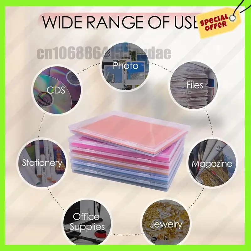 -A61K 6 Pack Photo Storage Box Large Plastic Scrapbook Paper Storage For Protecting Scrapbooks, Photos, For Card, Papers, Craft