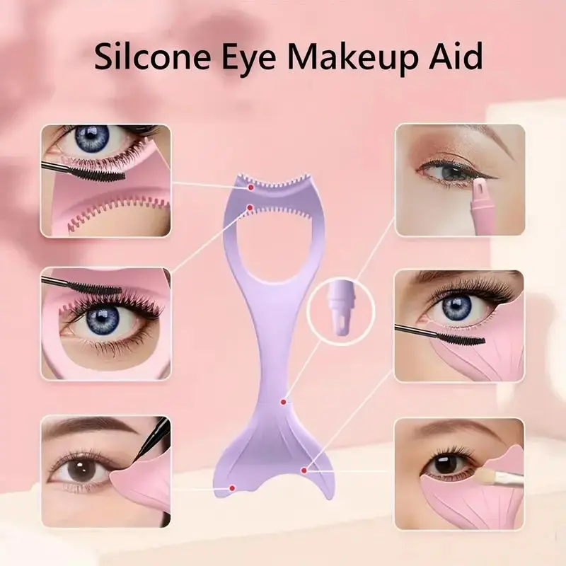 Zestaw szablonów do eyelineru z efektem kociego oka - Precyzyjne silikonowe końcówki do kociego oka, ołówek do brwi i prowadnica do efektu smoky shadow - Wielokrotnego użytku