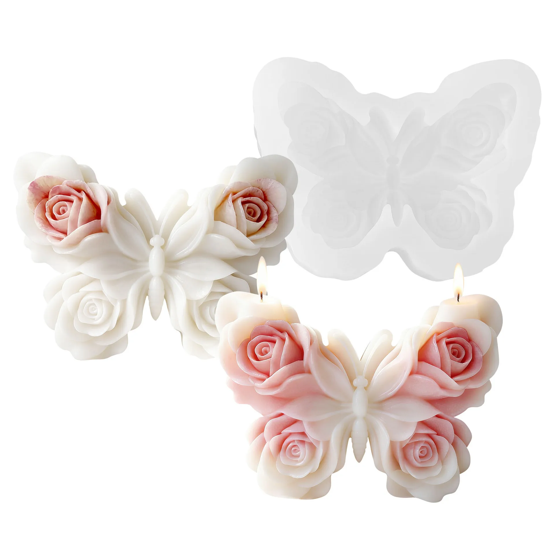 3D Schmetterling Blumen Kerzenform aus Silikon DIY für Aromatherapie Seife Gips Wachs Handgemachtes Kunsthandwerk Heimdekoration Geschenk – Detail 7