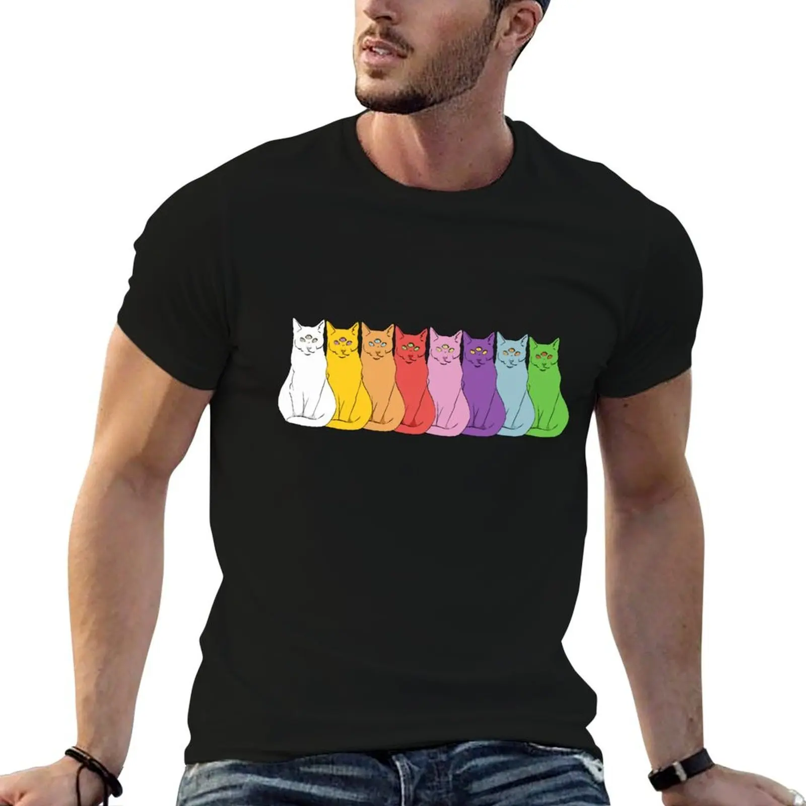 

Rainbow Psychic Cats T-Shirt t shirts for man pack white t shirt man casual T-Shirt