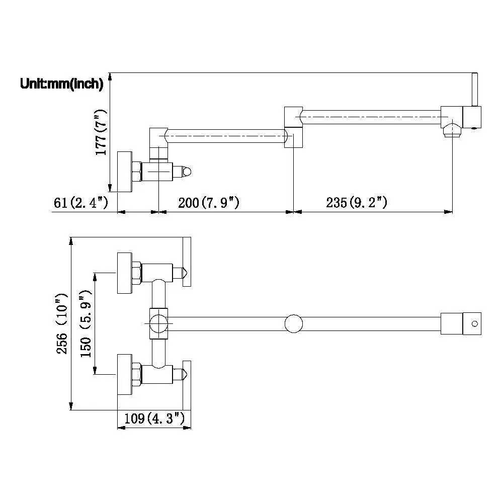 Rubinetto riempitivo per pentole Miscelatore da cucina a parete Beccuccio girevole in ottone massiccio Acqua calda e fredda con doppia maniglia