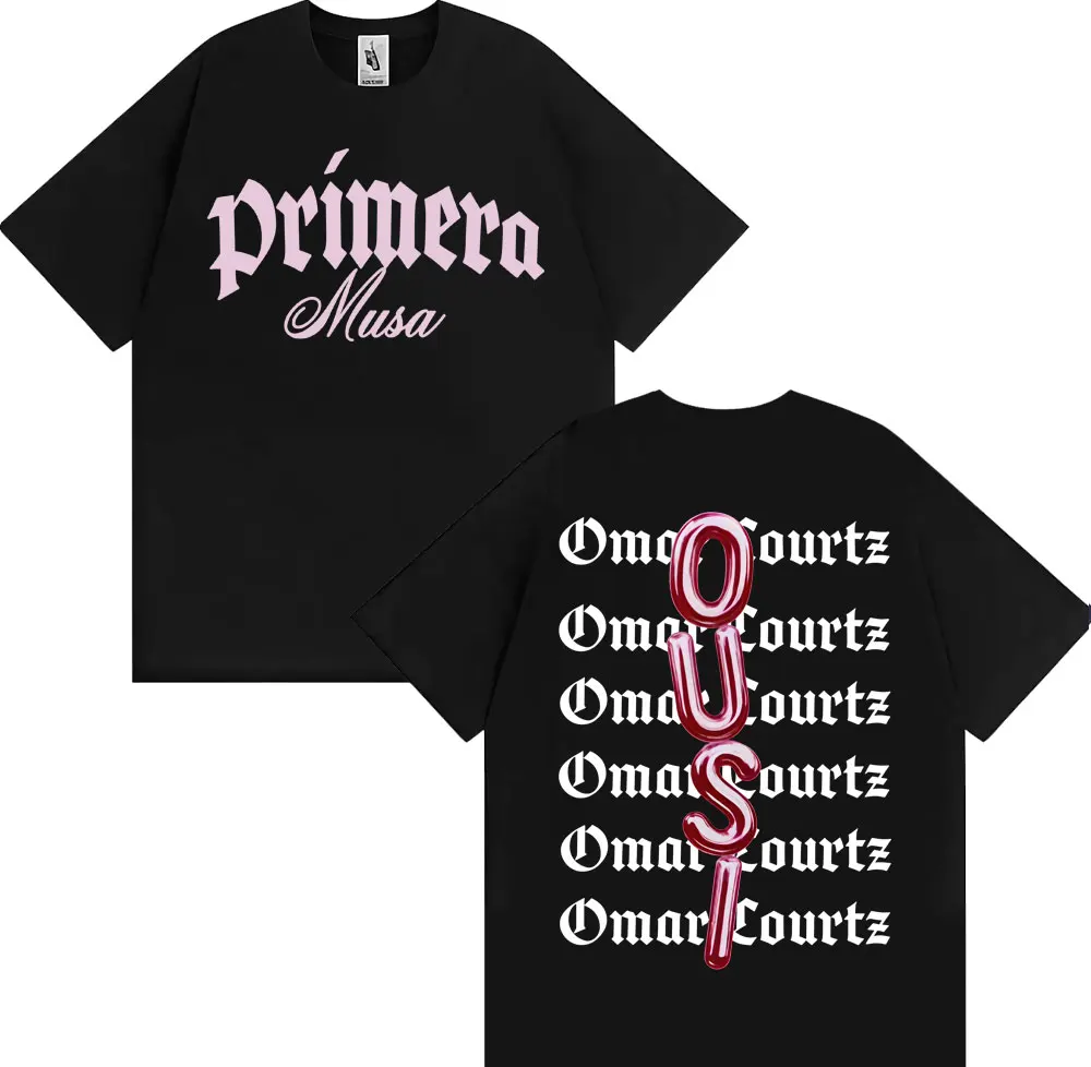 

Omar Courtz Primera Musa Album Print T-shirt for Men and Women, Retro 2025 Summer Print 100% Pure Cotton Loose Casual T-shirt
