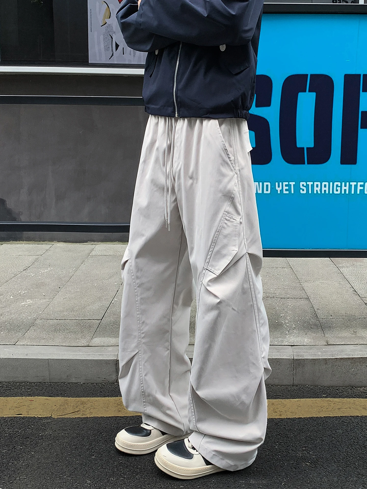 

American Sle Qui Dry Paratrooper Workwear Pants Men's Casual Straight Leg Trousers Deconstructed Patchwork Wide Leg Long ...