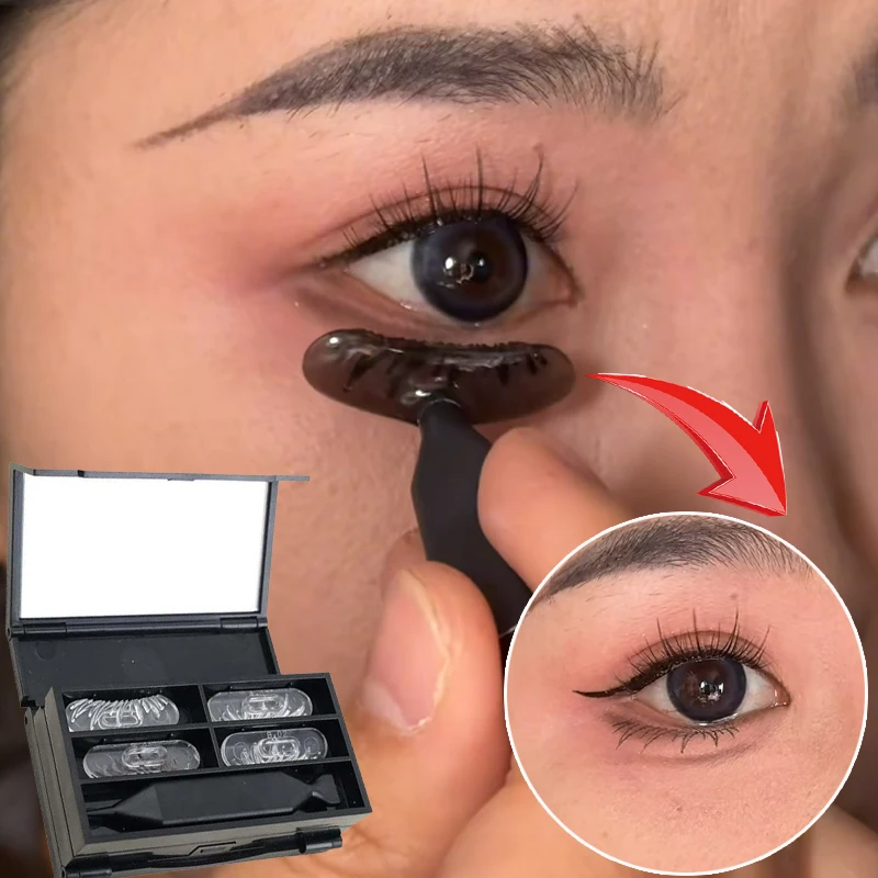 Carimbo de maquiagem para os olhos 3 em 1, portátil, duradouro, à prova d'água, à prova de manchas, ultrafino, natural, ferramentas de maquiagem para cílios inferiores